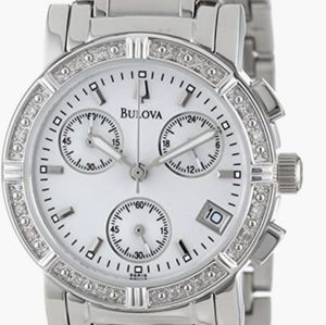 Bulova Women's 96R19 Diamond-Studded Chronograph Watch